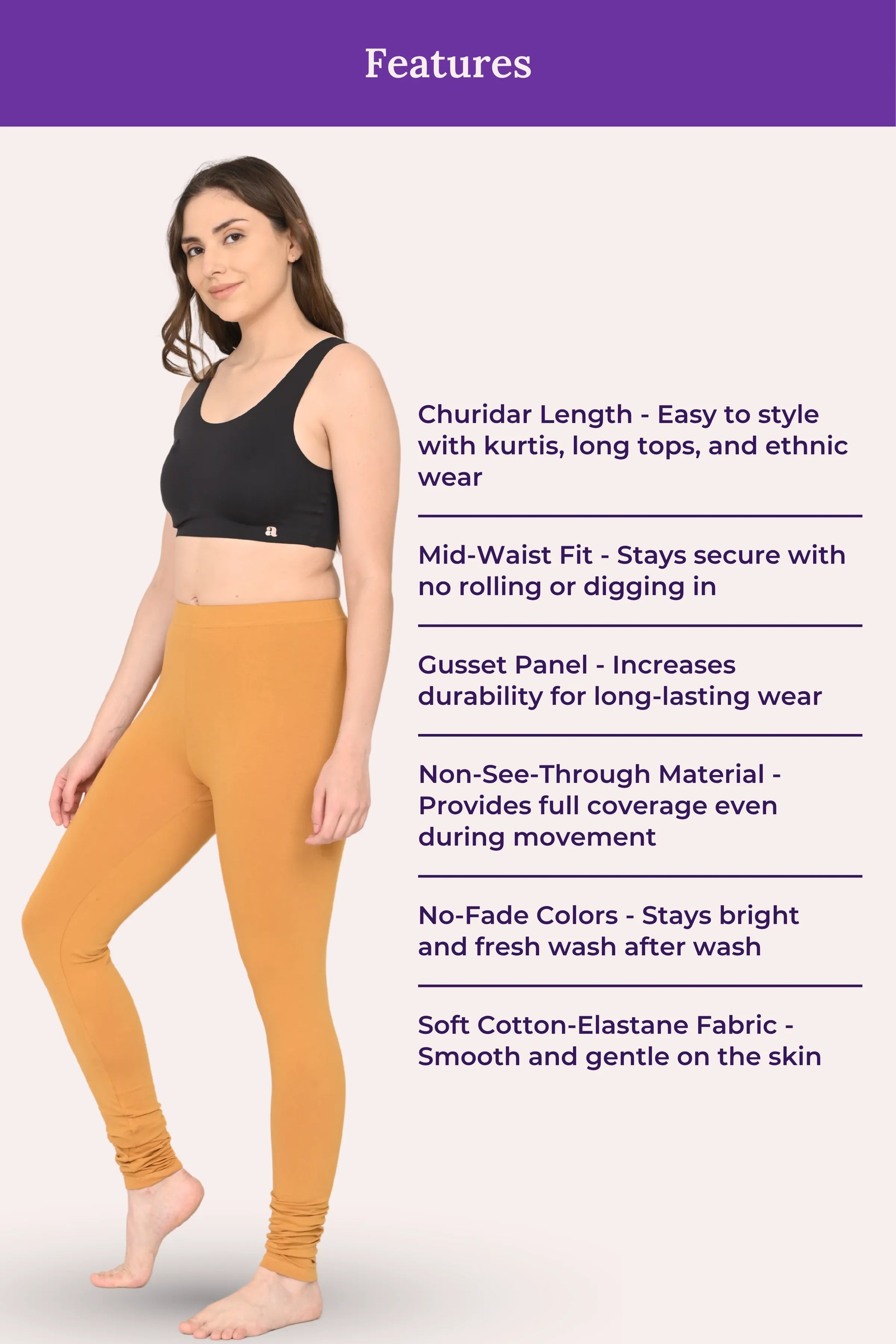 Churidar Leggings Caramel color -for woman