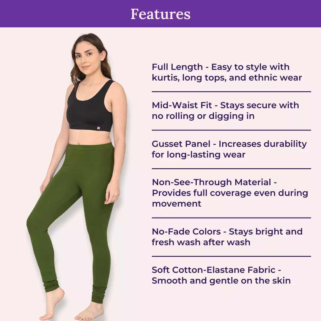 Features Of Churidar Leggings Green