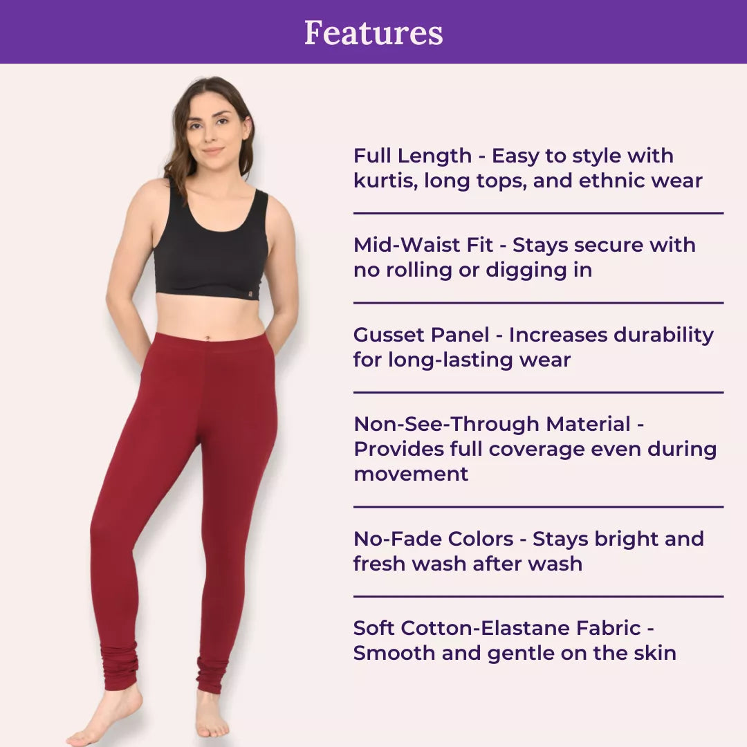 Features Of Churidar Leggings Maroon