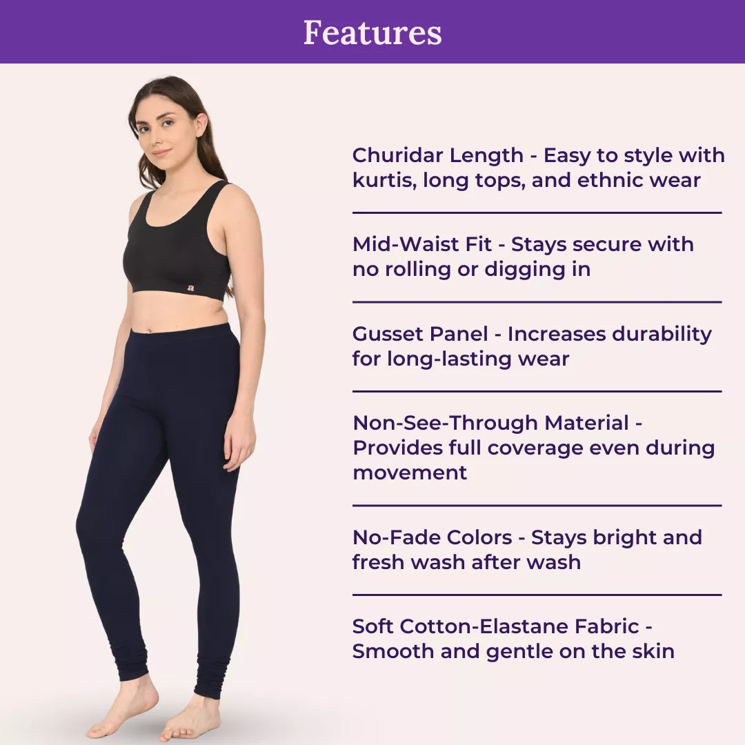 Features Of Churidar Leggings Navy Blue