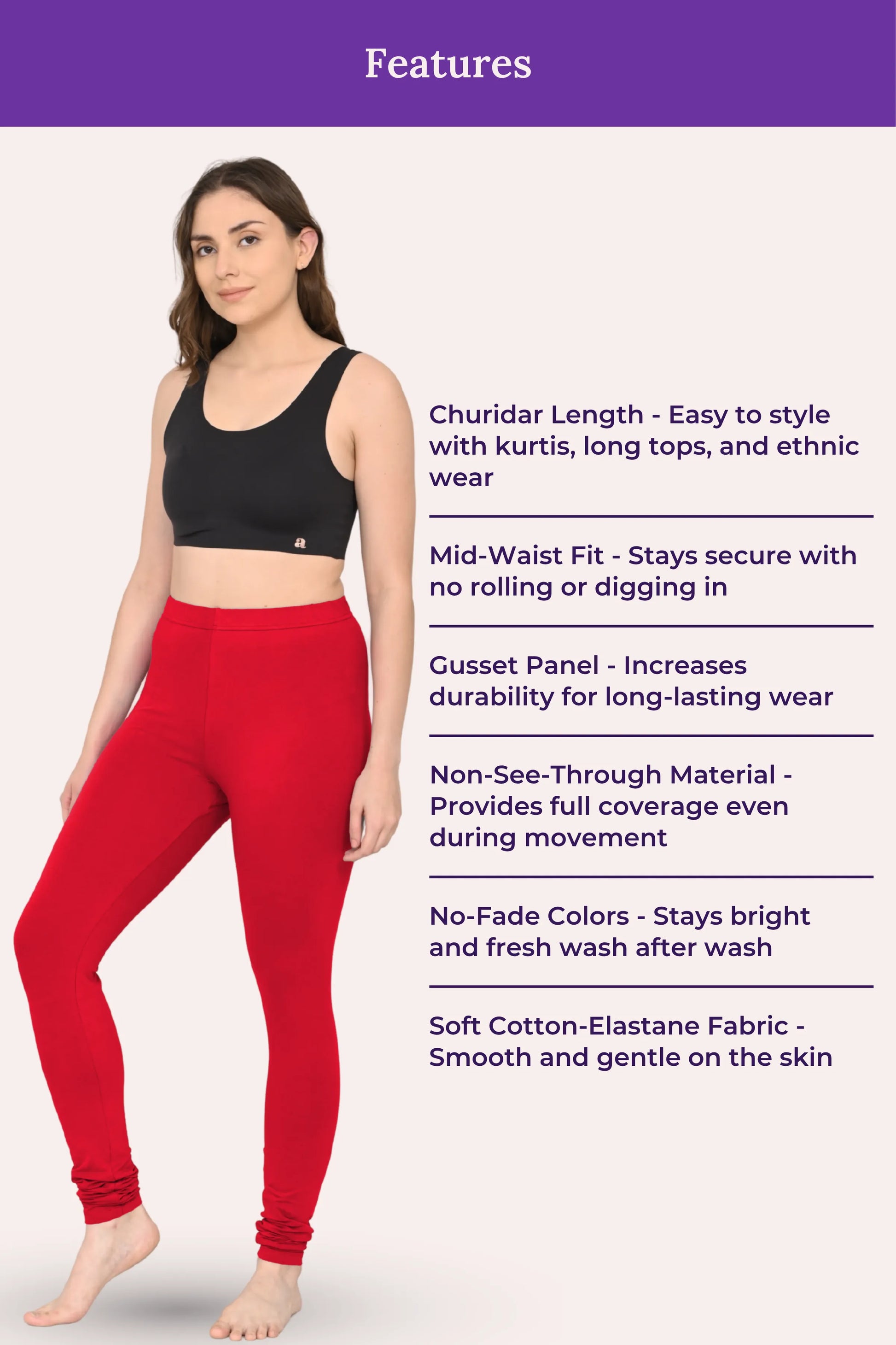 _Churidar Leggings for woman -red color