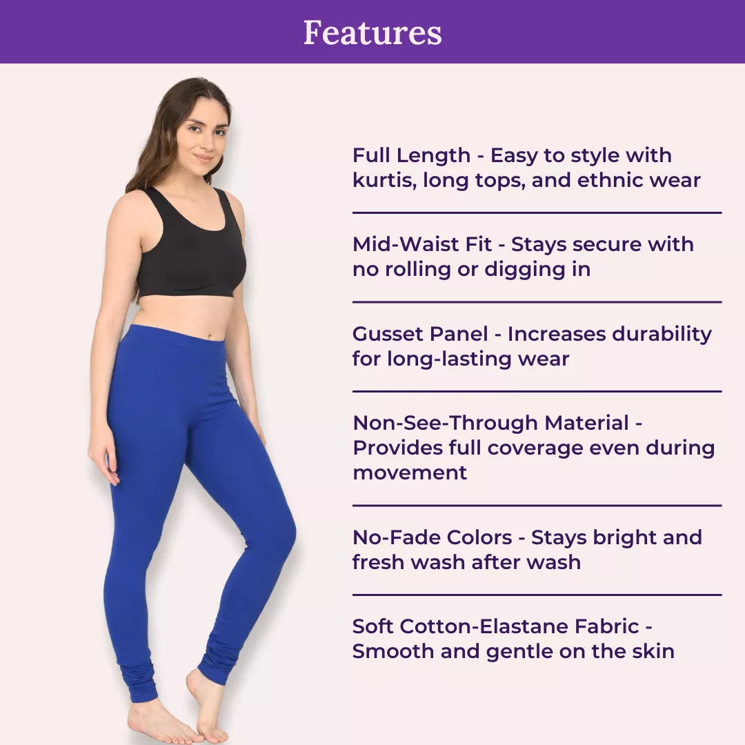 Features Of Churidar Leggings Royal Blue