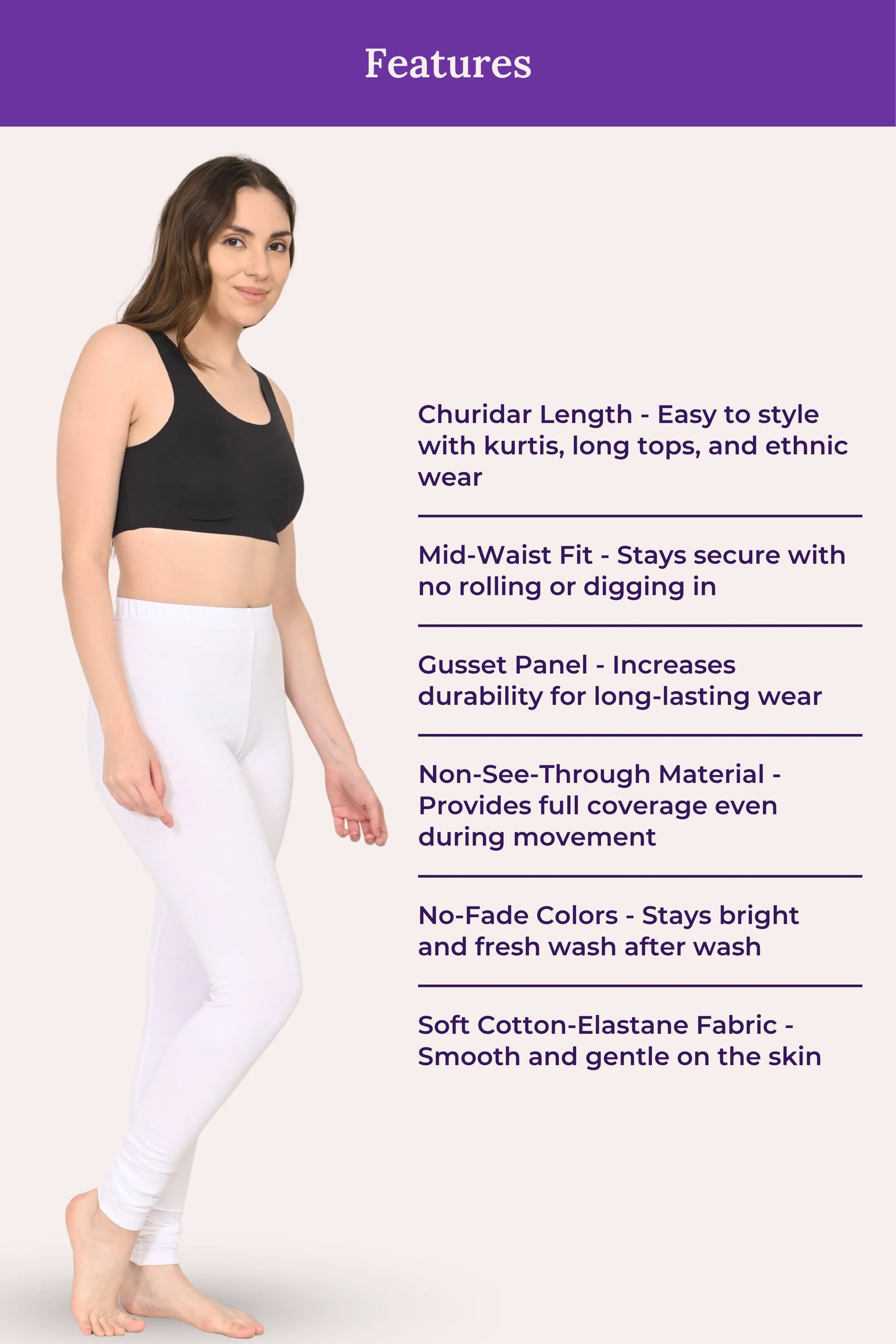 Women's royal blue churidar leggings sizing chart