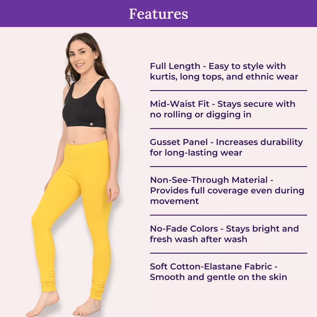 Features Of Churidar Leggings Yellow