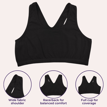 Lounge/Home Bra For Elderly | Non Padded | Non Wired | Racerback | Full Coverage | 3 Pack