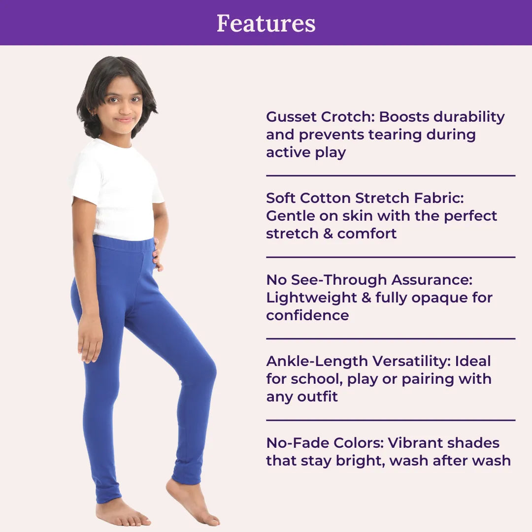 Features Of Cotton Leggings - Blue