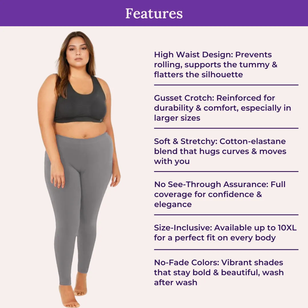 Features Of Cotton Leggings - Grey