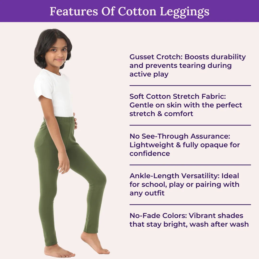 Features Of Cotton Leggings - Green