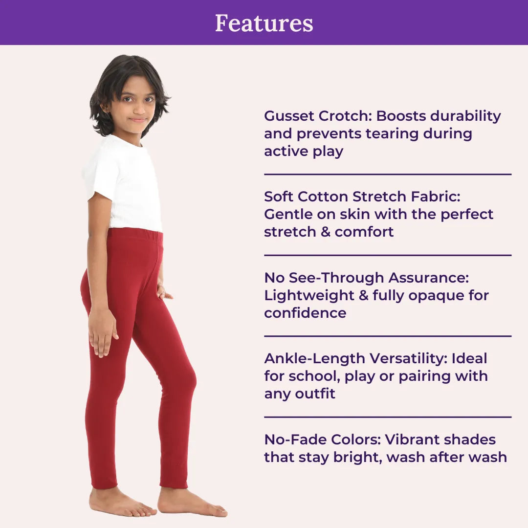 Features Of Cotton Leggings - Maroon