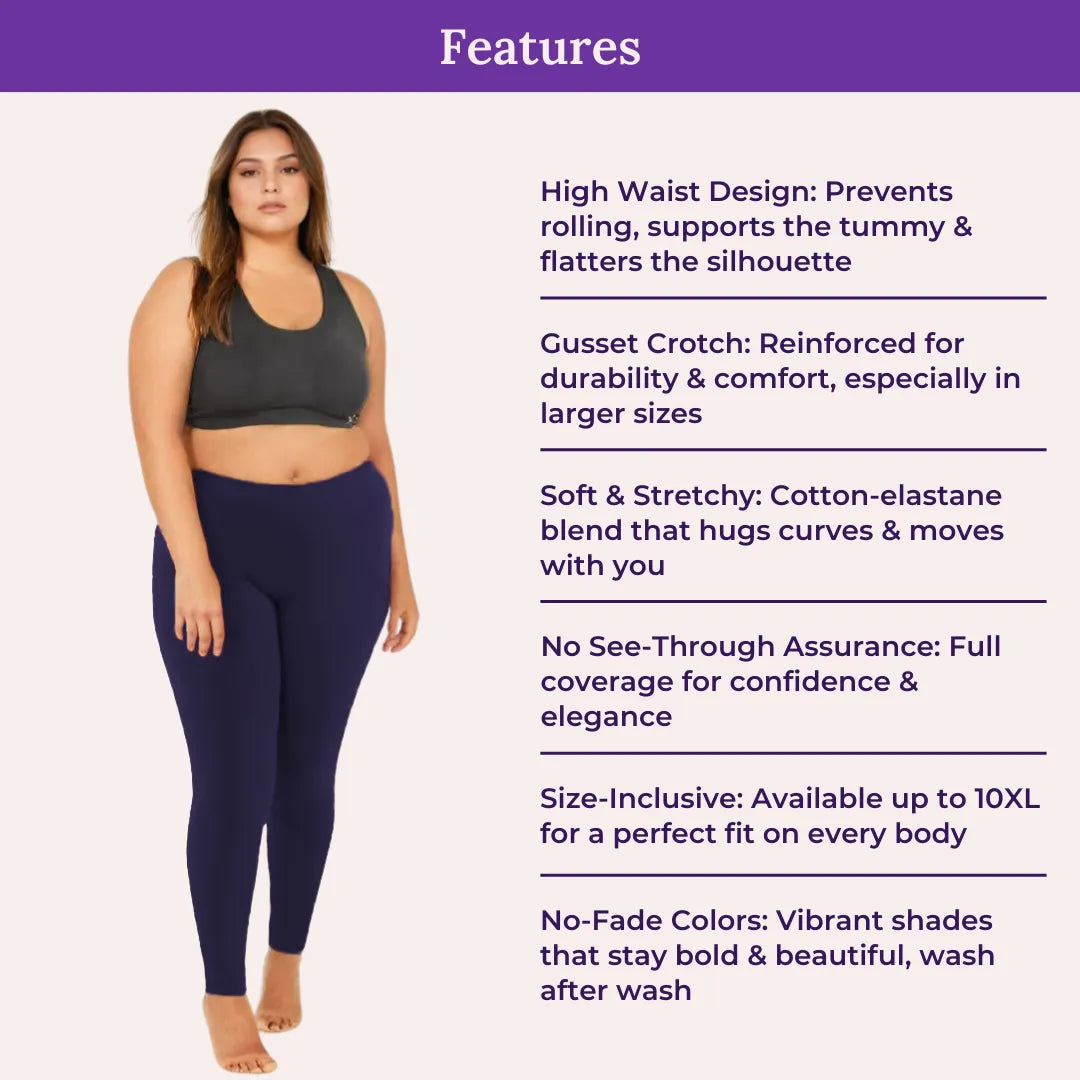 Features Of Cotton Leggings - Navy Blue