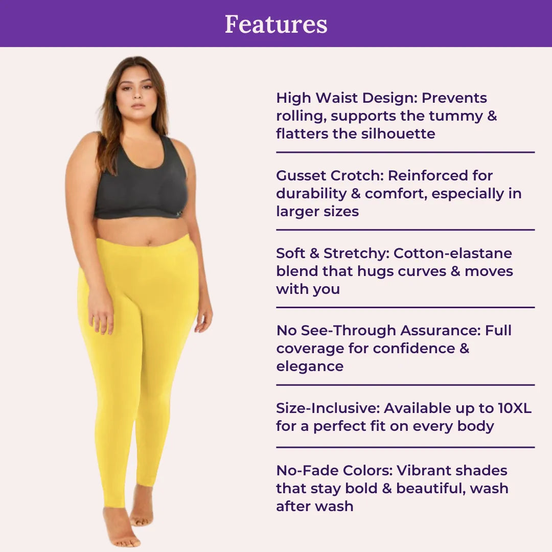 Features Of Cotton Leggings - Yellow