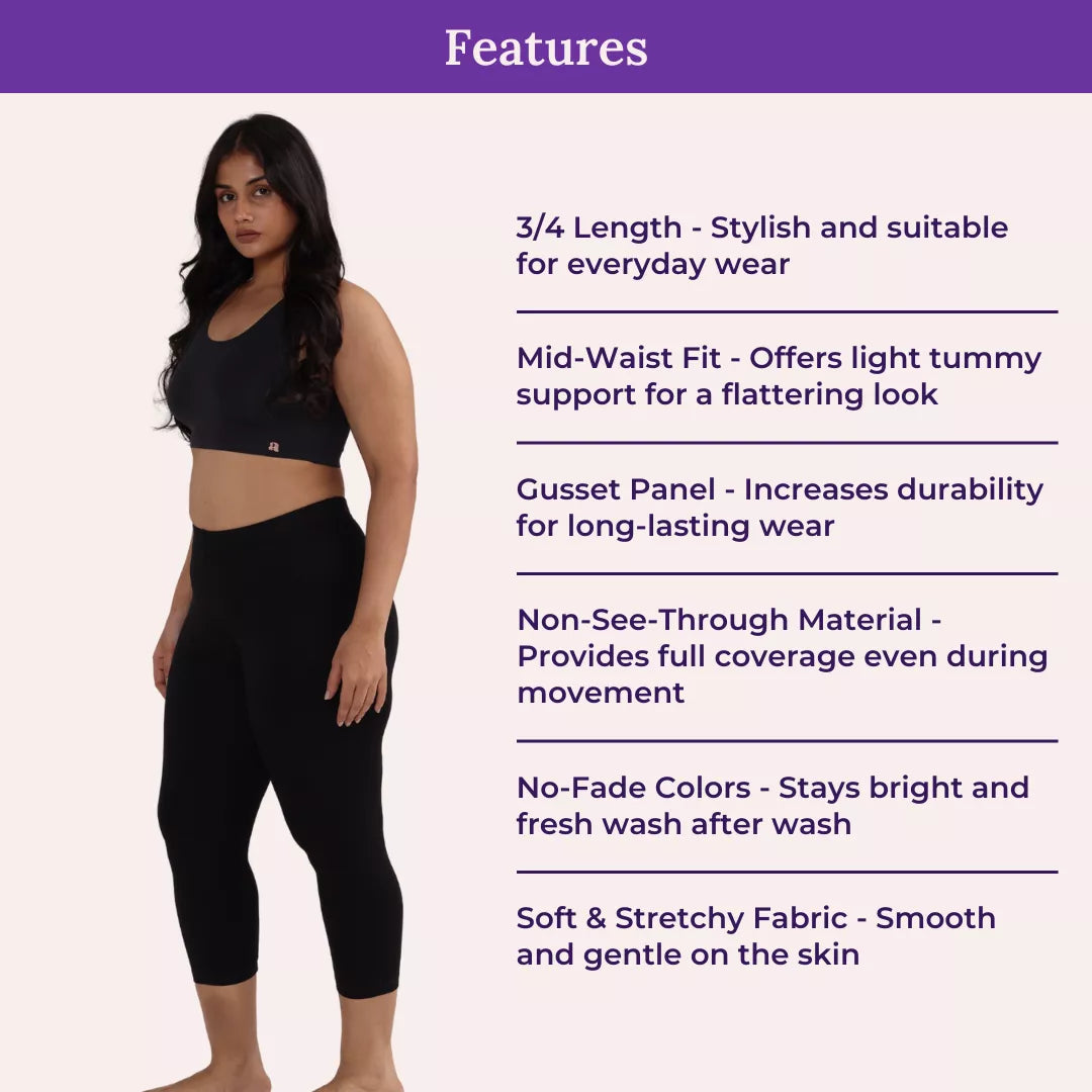 Features Of Cropped Leggings For Plus Size Black