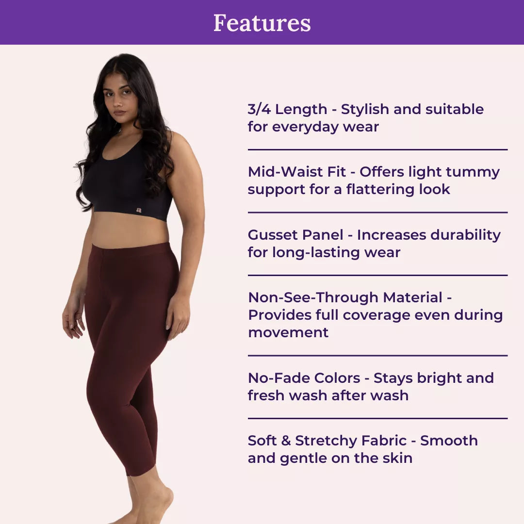 Features Of Cropped Leggings For Plus Size Brown