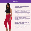 Features Of Cropped Leggings For Plus Size Dark Pink
