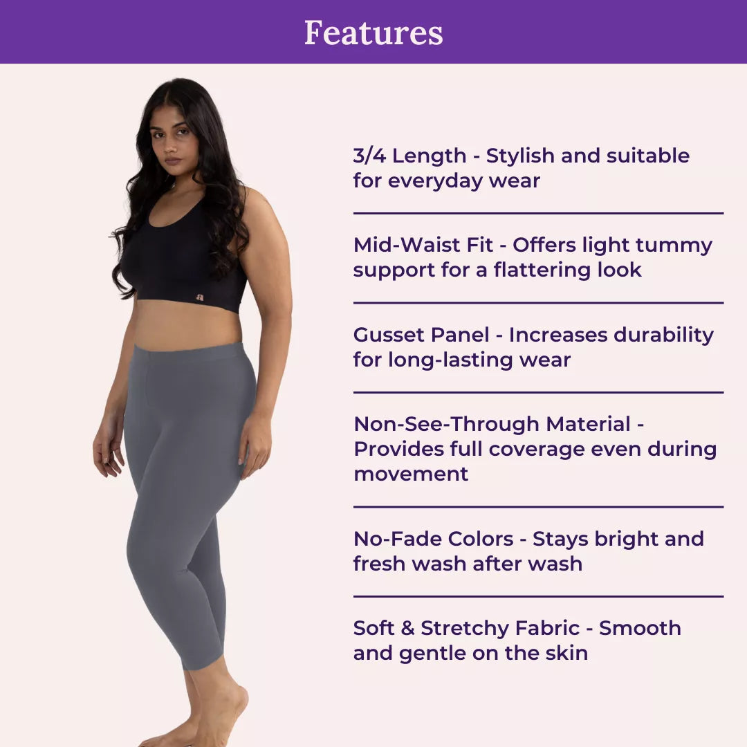 Features Of Cropped Leggings For Plus Size Grey