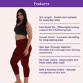 Features Of Cropped Leggings For Plus Size Maroon