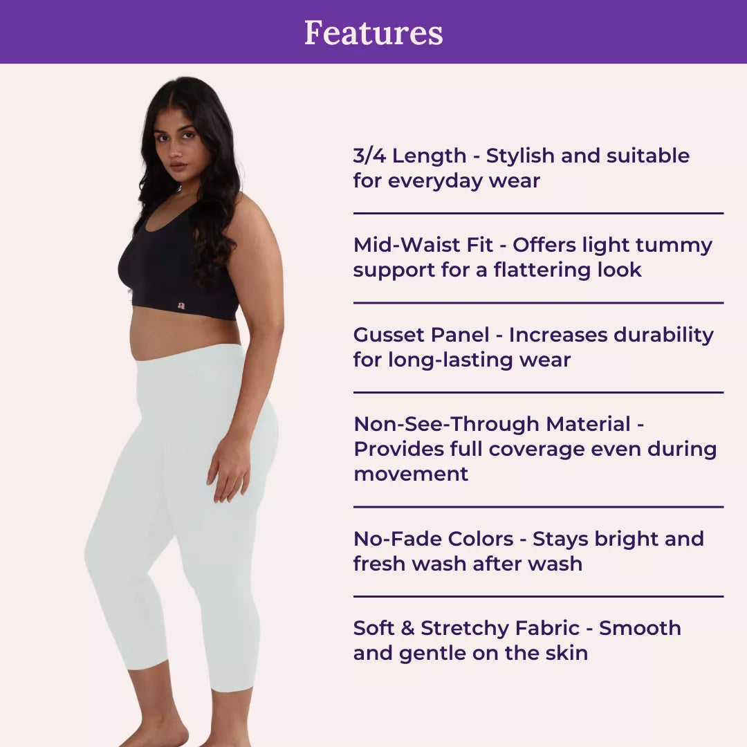 Features Of Cropped Leggings For Plus Size White