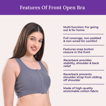 Front Open Bra | Non Padded | Non Wired | Full Coverage | Racerback | Pack Of 3