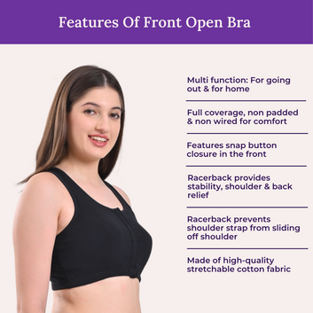 Front Open Bra | Non Padded | Non Wired | Full Coverage | Racerback | Pack Of 1