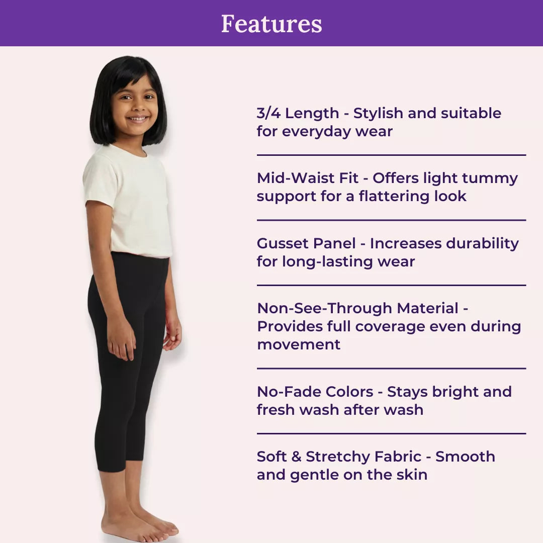 Features Of Girl Cropped Leggings Black