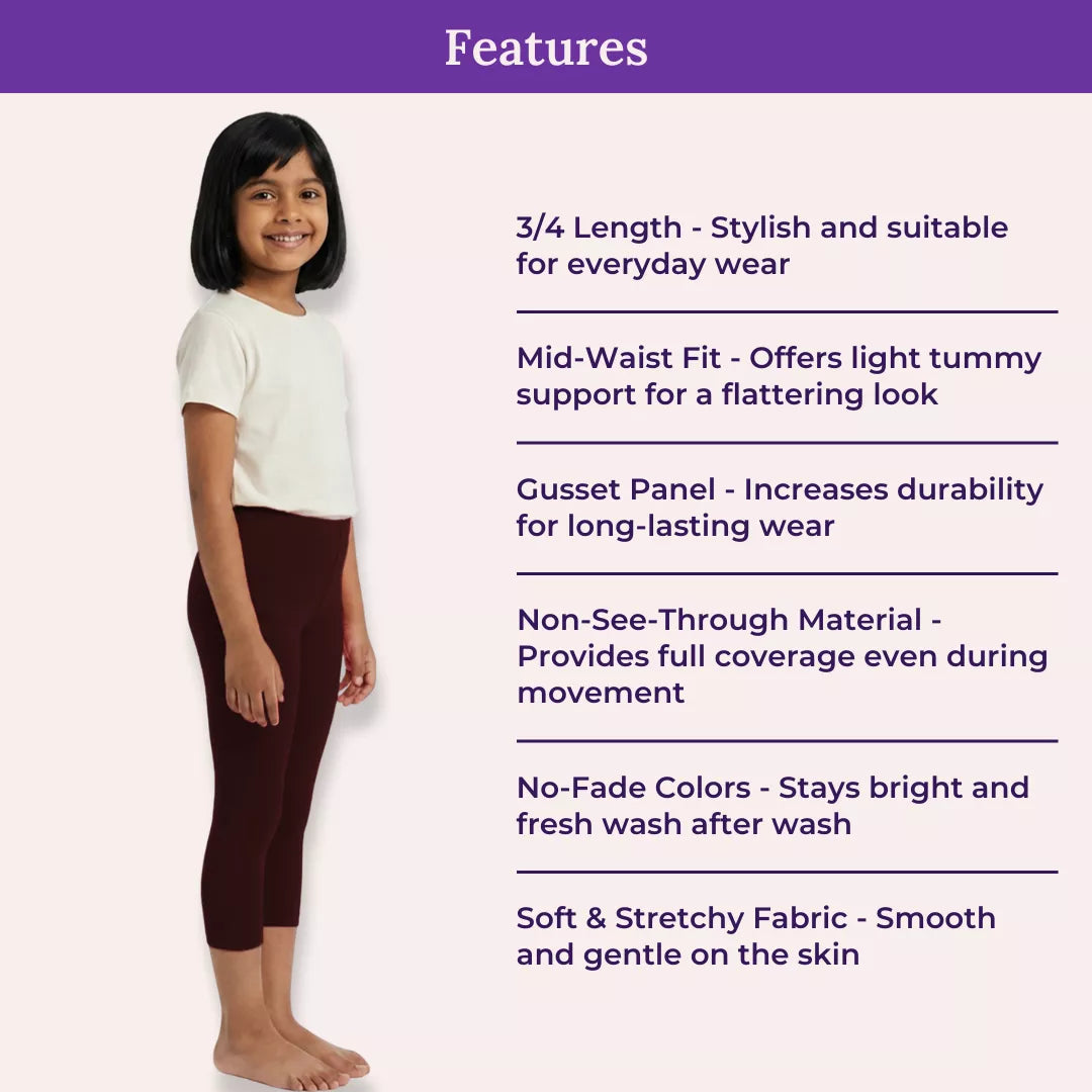 Features Of Girl Cropped Leggings Brown