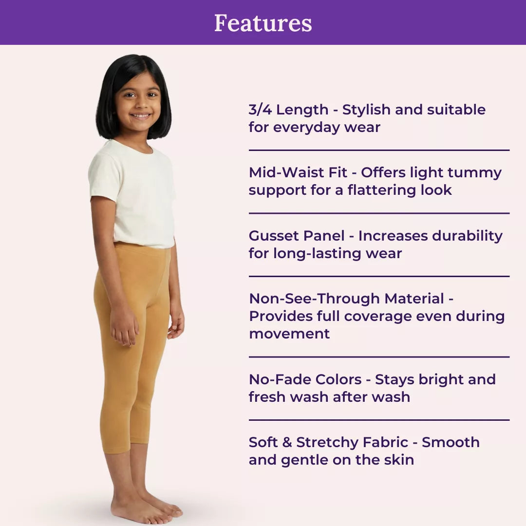 Features Of Girl Cropped Leggings Caramel
