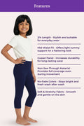 Girls' navy blue cropped leggings with key features