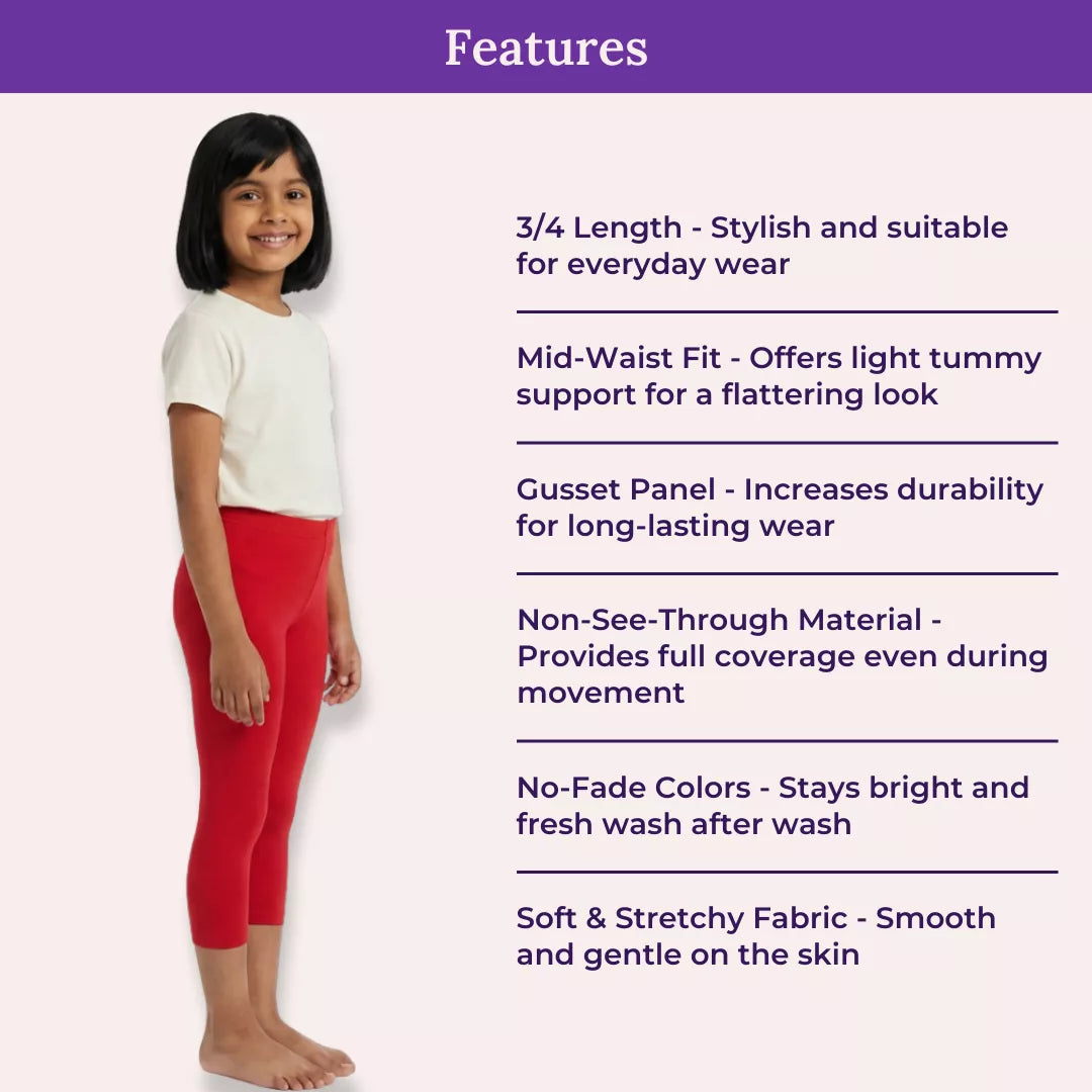 Features Of Girl Cropped Leggings Red