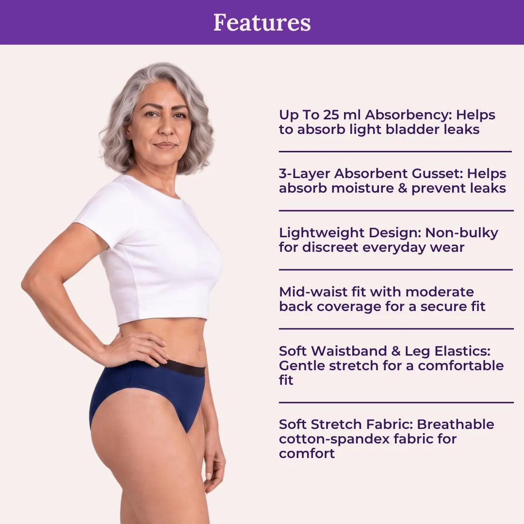 Features Of Lycra Incontinence Bikini-Senior Royal Blue