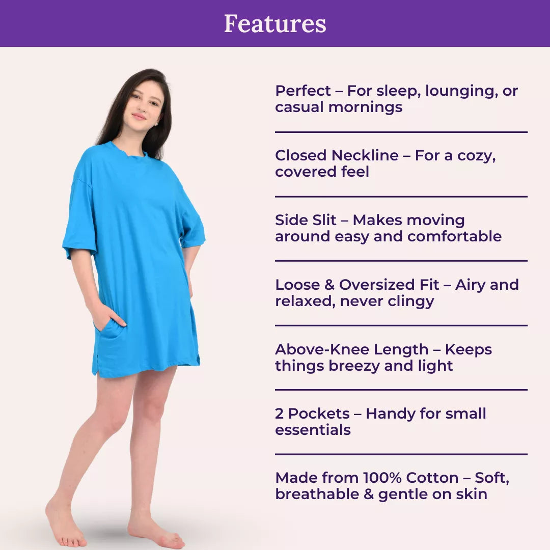Features Of Oversize T-Shirt Bright Blue