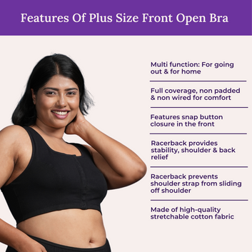 Plus Size Front Open Bra | Non Padded | Non Wired | Full Coverage | Racerback | Pack Of 2