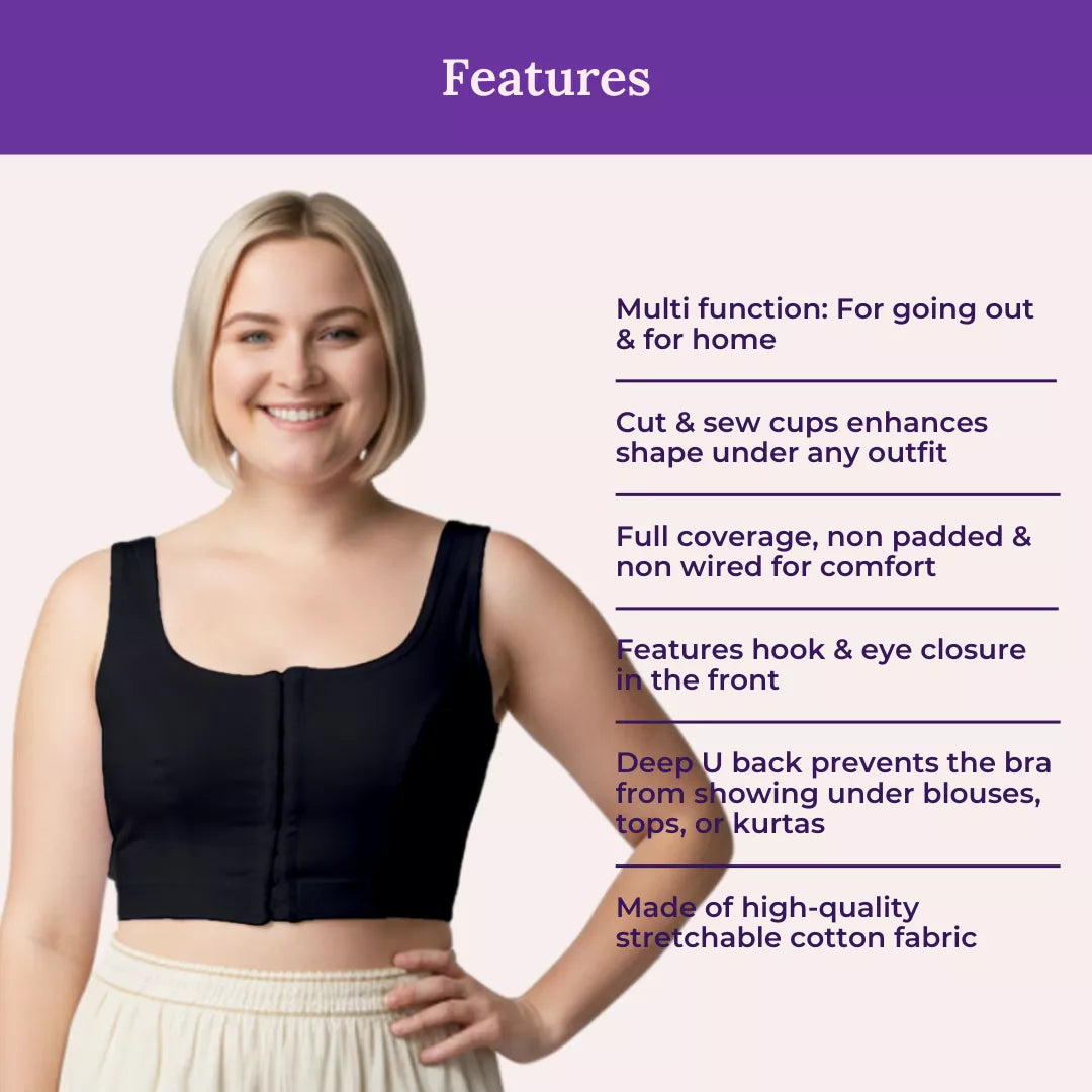 Features Of Plus Size Front Open Bras-Black