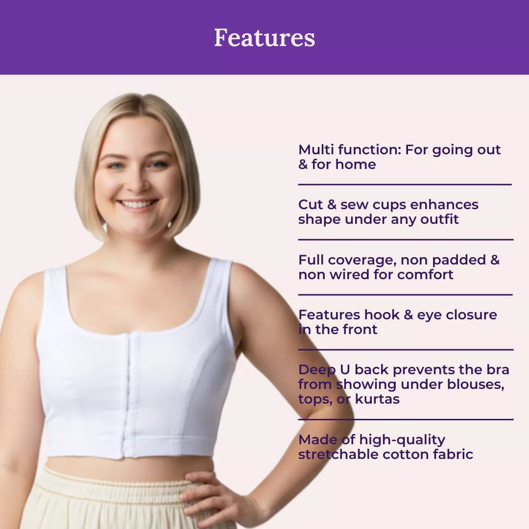 Features Of Plus Size Front Open Bras-White