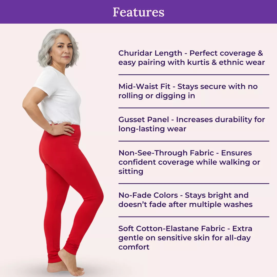 Features Of Senior Churidar Leggings Red