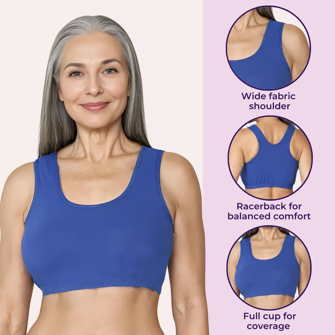 Lounge/Home Bra For Elderly | Non Padded | Non Wired | Racerback | Full Coverage | 2 Pack