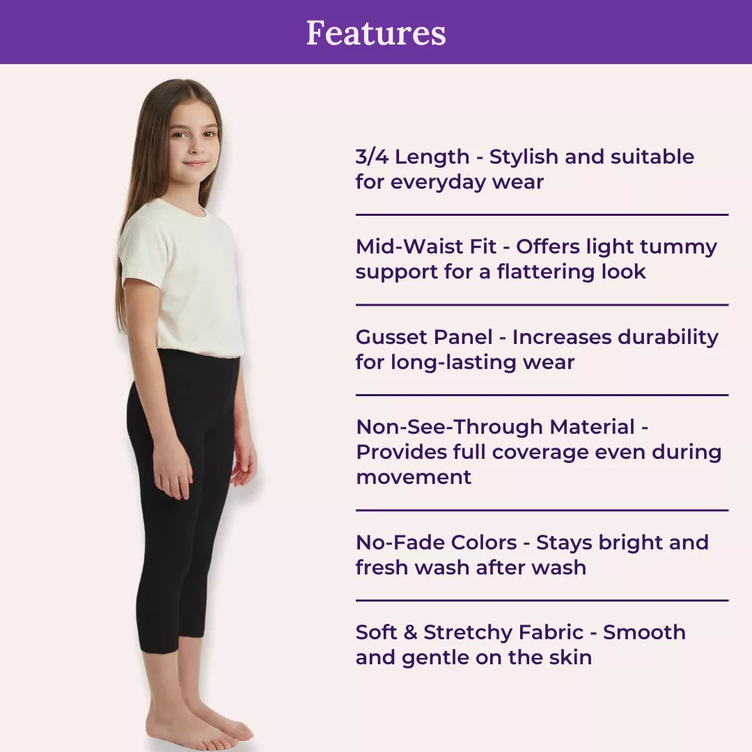 Features Of Teen Cropped Leggings-Black