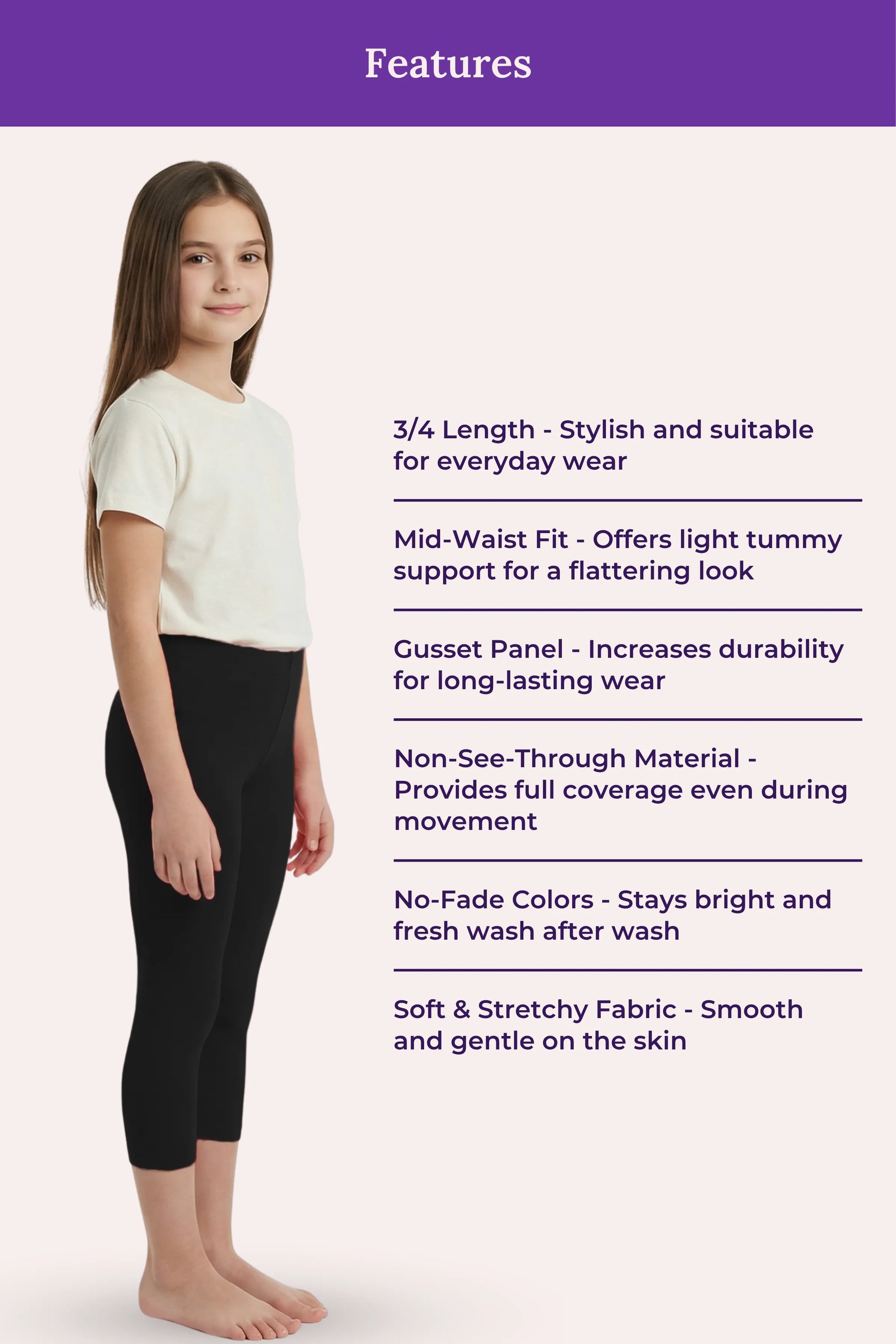 Black colour Leggings -Teen Wearing