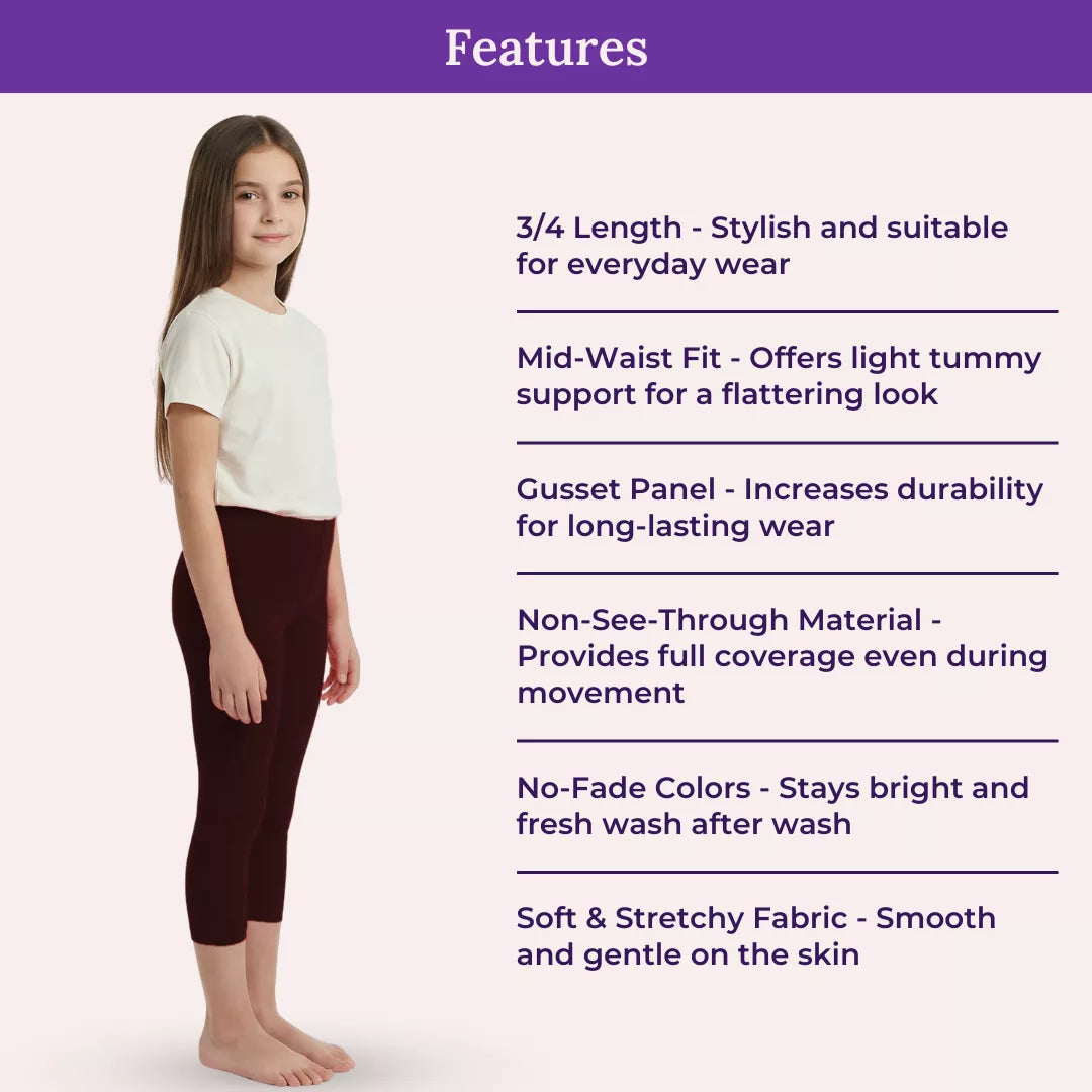 Features Of Teen Cropped Leggings-Brown