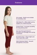 Teen Wearing Cropped Leggings - Maroon 
