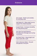 Red Colour Cropped Leggings For Teens 