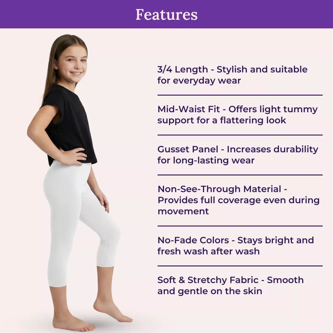 Features Of Teen Cropped Leggings-White