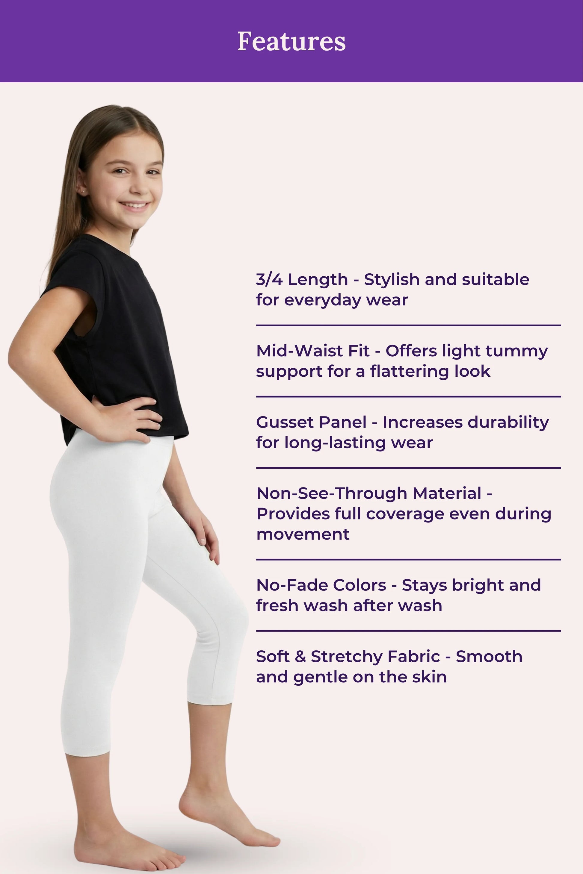 Teen Girl Wearing Cropped Leggings - Feature Image- white