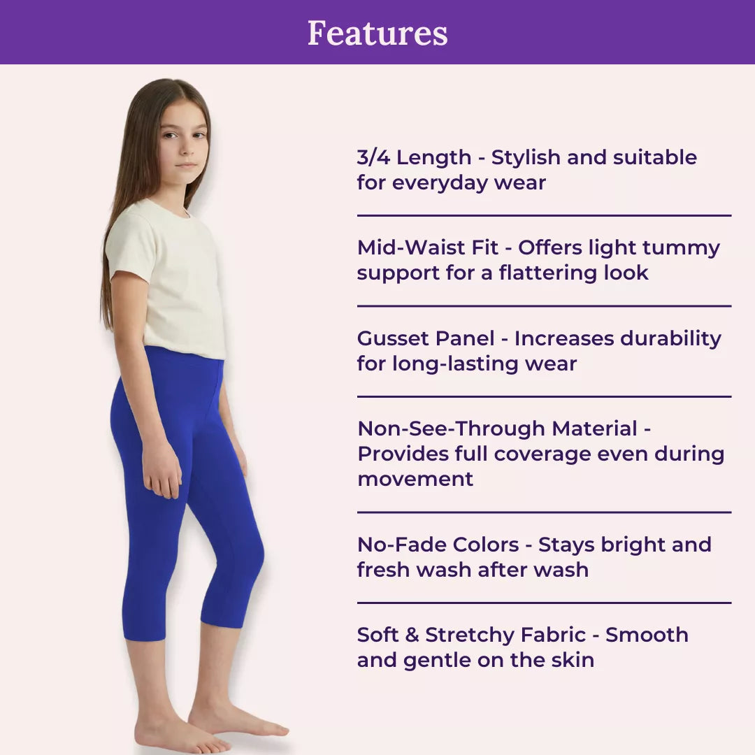 Features Of Teen Cropped Leggings Royal Blue