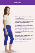 Teens girls  wearing blue leggings with product features - blue 