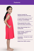 Features Of V-Neck Night Gowns Teen Dark Pink