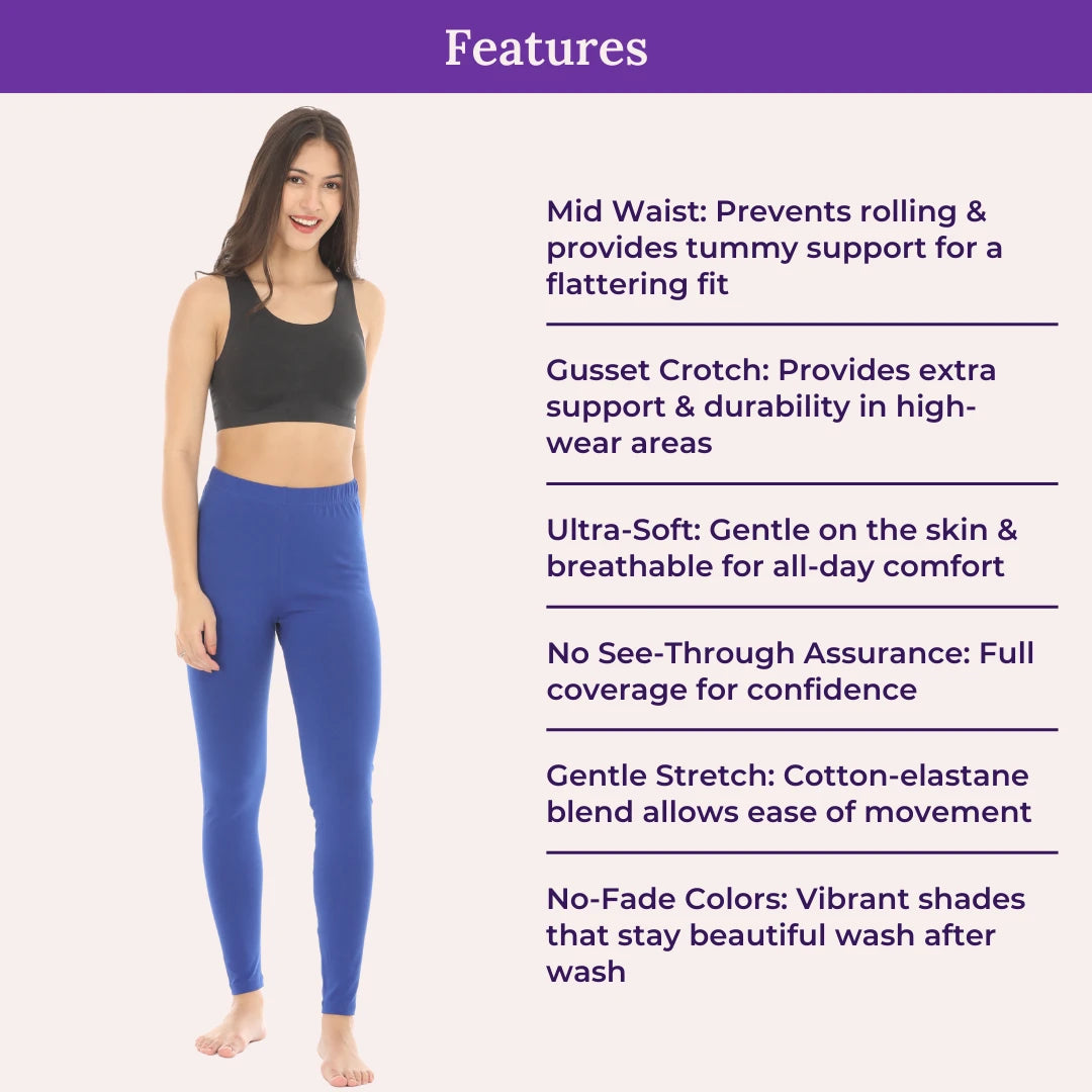 Features Of Cotton Leggings Royal Blue