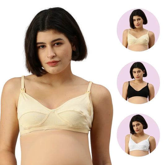 Nursing Bra | One-Hand Clip | Adjustable Shoulder | 3-Pack