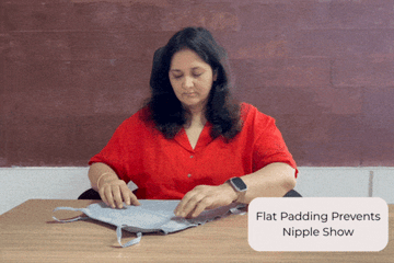 Founder explains about flat padding prevents nipple show