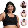 Front Open Bra Black, Skin & White