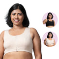 Front Open Cotton Bra Black & Skin